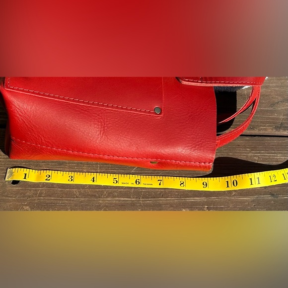 Portland Leather Goods Red Mini Crossbody Tote Smooth Leather Snap Closure - Picture 11 of 11